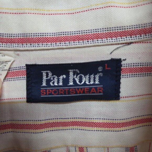 Par Four Sportswear Mens Large Button Down Shirt Striped Multicolor Made in USA - Picture 2 of 8